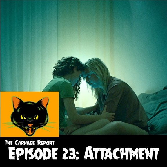 On this episode of the Carnage Report podcast, Julie and Nick talk about director Gabriel Bier Gislason's family drama/horror film, Attachment, along with a look at the romcom horror of Emily Hagins' Sorry About the Demon, both streaming on Shudder. In addition to what they think about the film, the pair recommend other possession flicks, celebrate the potential reboot of I Know What You Did Last Summer, look at Vinegar Syndrome's new publishing line, and discuss trailers galore for Don't Suck, Spoonful of Sugar, Moon Garden, and more.