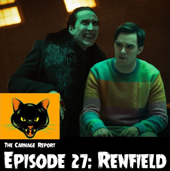 On this episode of the podcast, Julie and Nick talk about the horror action comedy, Renfield, directed by Chris McKay. In addition to what they think about the film, the pair recommend some vampiric horror comedies, help you plan your summer vacation with a trip to Camp Arawak from Sleepaway Camp and discuss trailers galore for Organ Trail, The Boogeyman, Insidious: The Red Door, and more. Plus, Julie runs down some of her favorites from Panic Fest and Nick tell you why you should hit up Crypticon in July.
